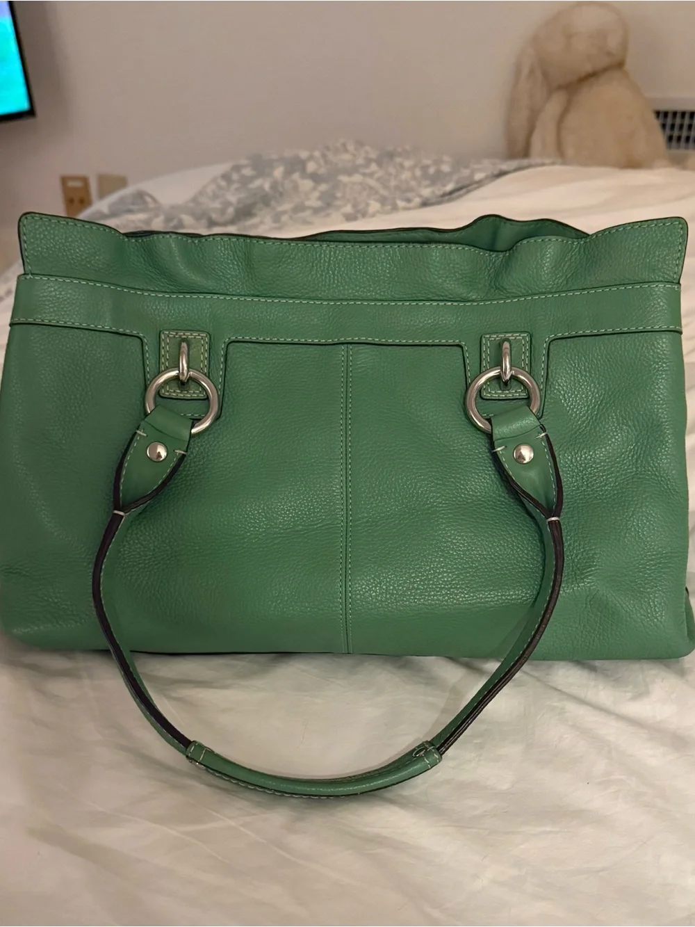 Coach Penelope Shopper Green Leather Shoulder Bag